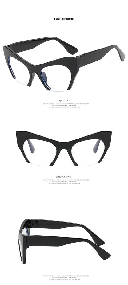 Vintage Half Frame Cat's Eye Eyeglasses Men's andWomen's Eyeglasses Brand Design Fashion Match BusinessSunglasses Unique Shape