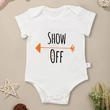 Born First Show Off Funny Twin Newborn Boy Bodysuits Fashion Cute Baby Girl Clothes Short Sleeve Summer Cotton Infant Onesies