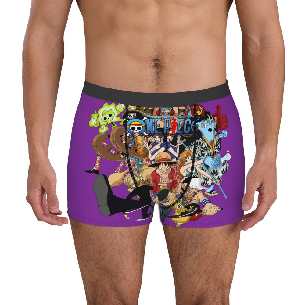 Best One Collage Collection Poster Man's Boxer Briefs Luffy Highly Breathable Underpants Top Quality Print Shorts Birthday Gifts