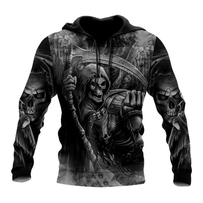 Men's Four Seasons Fashion 3D Printed Hoodie 3D Skull Print Men's Fashion Men's Horror Hoodie Top 2024