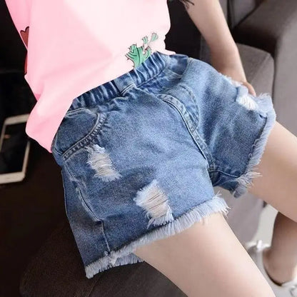 New Girls Denim Shorts Summer Kids Girl Hot Pants Clothing Baby Casual Jean Shorts 4 6 8 10 12 14 Year