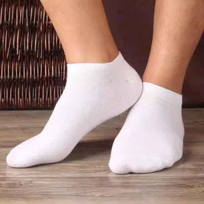 20Pcs/ Men's Socks Spring Summer Thin Breathable Soft Polyester Cotton Socks Black Casual Business Ankle Boat Socks Size EU38-45