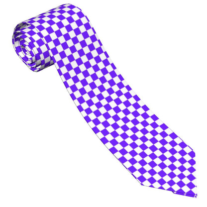 Black And White Checkerboard Pattern Ties Men Formal Silk Geometric Tartan Necktie for Office