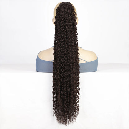 Long Deep Curly Drawstring Ponytail for Women Synthetic Ombre Curly Wave Ponytail Extensions Kinky Curly Hairpiece Horse Tail