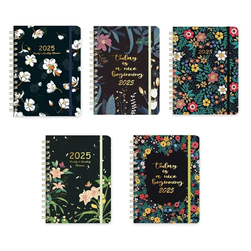 A5 2025 Planner Notebooks 140 Pages Paper 12 Months Planner Notebook Elastic Band Design Thicken 365 Days Notepad Student