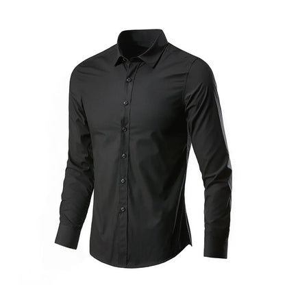 All Season Fashion Men's Business Dress Slim Fit Working Shirt Anti-Wrinkle Solid Long Sleeve Social Formal Shirts For Men