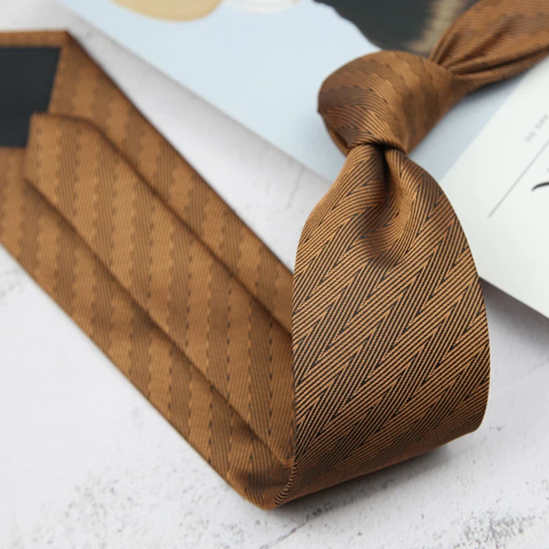 New Trendy Striped Neckties For Men Formal Silk Tie Polyester Jacquard Skinny Neck Tie Wedding Corbata 8cm Gravata Luxury Ties