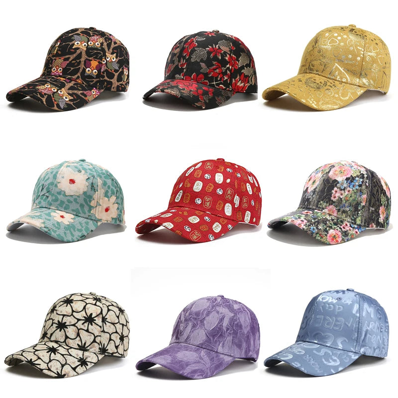 New Print Flower Baseball Caps for Men and Women Summer Sun Hat Visor Cap Adjustable Bonne Hats Gorras