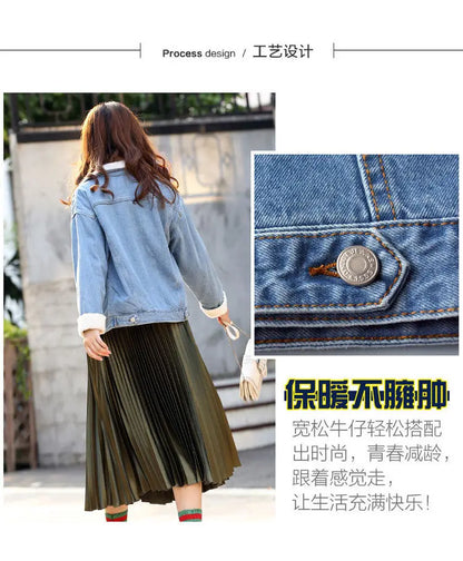 2023 Autumn Winter Denim Coats Women's Thicke Cowboy Jacket Loose Jeans Streetwear Outerwear for Women