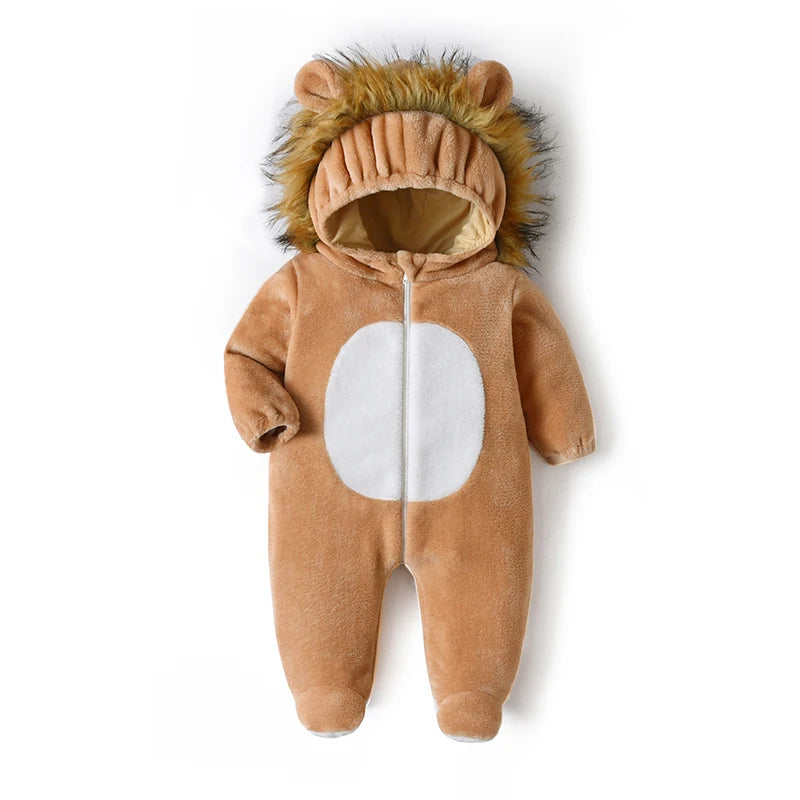 Anime Bear Baby Girl Boy Clothes Romper Lovely Infant Baby Onesie Bodysuit Newborn Zipper Hooded Flannel Cosplay Jumpsuits