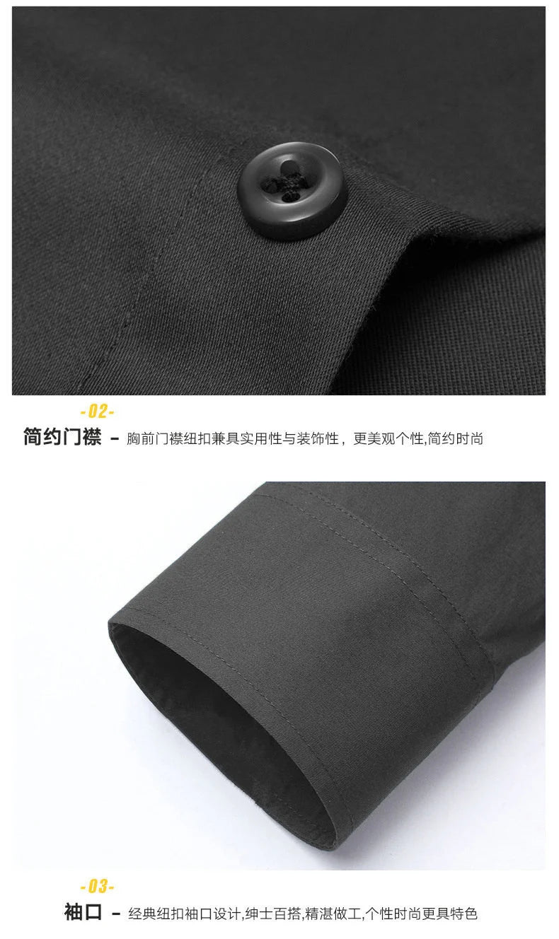 All Season Fashion Men's Business Dress Slim Fit Working Shirt Anti-Wrinkle Solid Long Sleeve Social Formal Shirts For Men