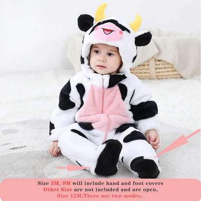 Anime Bear Baby Girl Boy Clothes Romper Lovely Infant Baby Onesie Bodysuit Newborn Zipper Hooded Flannel Cosplay Jumpsuits