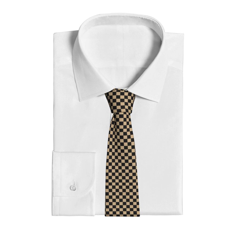 Black And White Checkerboard Pattern Ties Men Formal Silk Geometric Tartan Necktie for Office