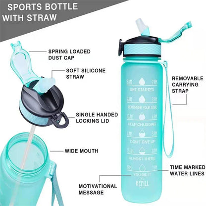 1 Liter Water Bottle Motivational Sport Water Bottle Leakproof Bottles Drinking Outdoor Travel Gym Fitness Jugs For Kitchen Cups