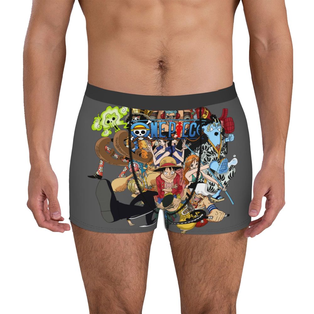 Best One Collage Collection Poster Man's Boxer Briefs Luffy Highly Breathable Underpants Top Quality Print Shorts Birthday Gifts