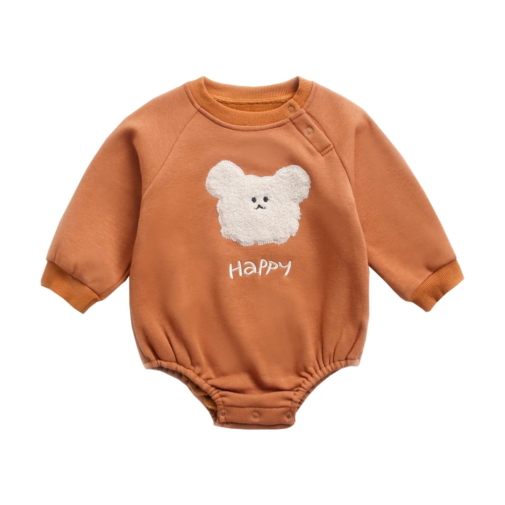 Winter Autumn Unisex Baby Boys Girls Bodysuits Warm Fleece Long Sleeve Toddler Clothing Onesies Cute Animal Casual