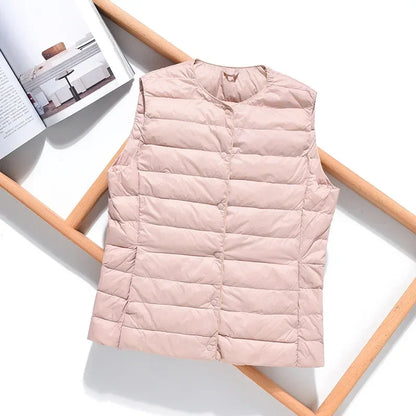 2024 New Spring Autumn Fashionable Outerwear Warm Vests Light Down Women Waistcoat Portable Warm Sleeveless Liner Casual