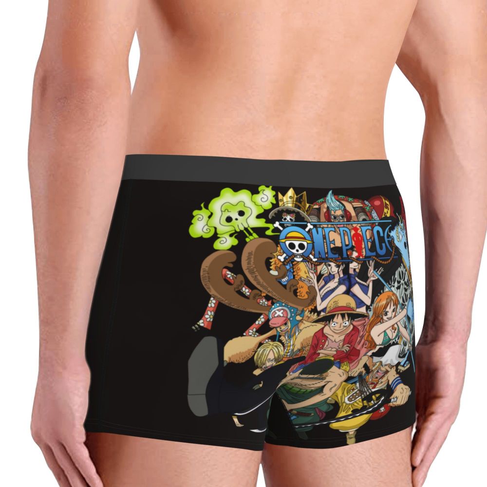 Best One Collage Collection Poster Man's Boxer Briefs Luffy Highly Breathable Underpants Top Quality Print Shorts Birthday Gifts