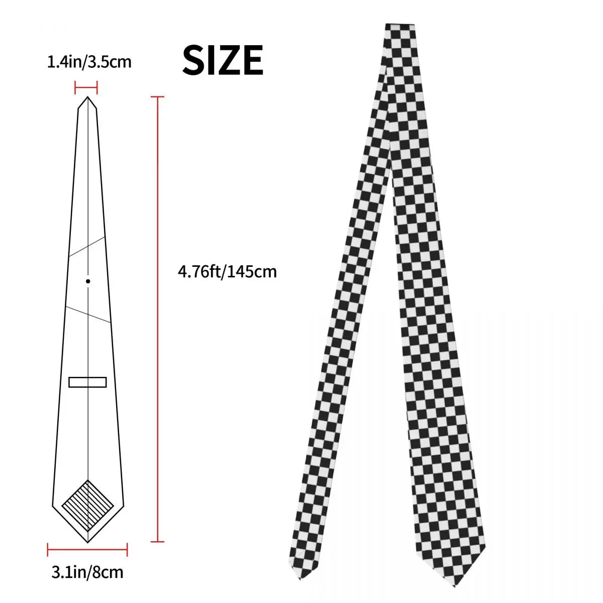 Black And White Checkerboard Pattern Ties Men Formal Silk Geometric Tartan Necktie for Office