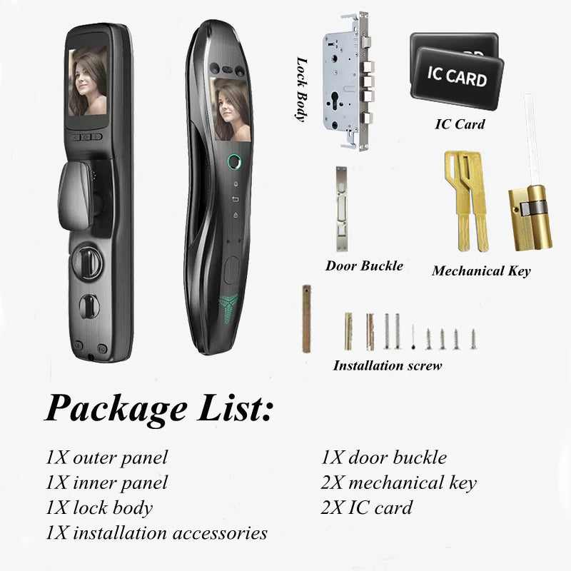 3D Face Recognition Palmprint Fingerprint Password IC Card Touch Screen Electronic Door Lock Home Anti-theft Office Lock