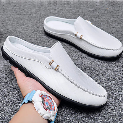 Slippers For Men Loafers Leather Indoor Home Slippers Men Spring Slip On Soft Comfor Black Bedroom Indoor Flat Men Shoes