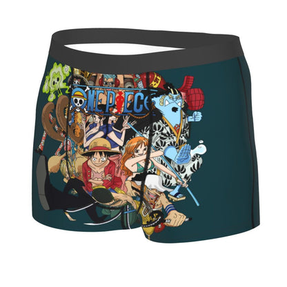 Best One Collage Collection Poster Man's Boxer Briefs Luffy Highly Breathable Underpants Top Quality Print Shorts Birthday Gifts