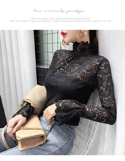 Autumn and Winter Velvet Turtleneck Bottoming Shirt Women's Thickened  Long-sleeved T-shirt Sexy Shirring Top T745