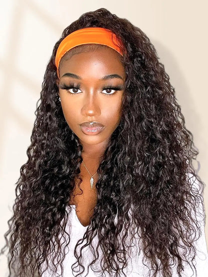 Headband Wigs for Black Women Synthetic 24INCH Wet and Wavy Headband Wig Curly Wave Wigs Glueless Long Wigs for Daily Party