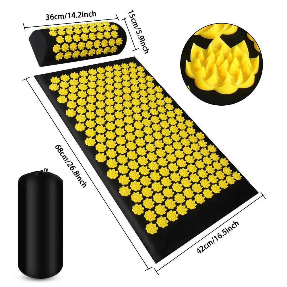 Pranamat Eco Lotus Spike Mat Acupuncture Massage Cushion Kuznetsov's Applicator for Neck Foot Back Yoga Acupressure Massage Mat