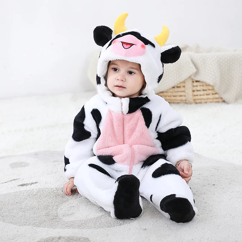 Anime Bear Baby Girl Boy Clothes Romper Lovely Infant Baby Onesie Bodysuit Newborn Zipper Hooded Flannel Cosplay Jumpsuits