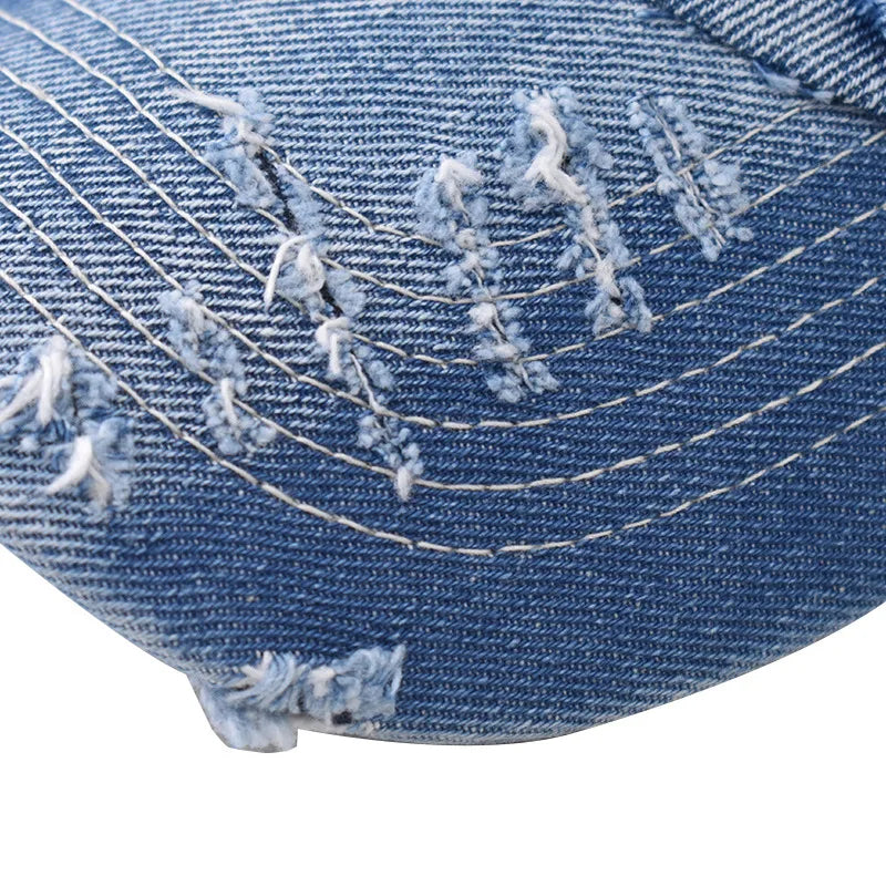 Summer Outdoor Sun Shade Washed Denim Hat For Men Snapback Trucker Hats High Quality Women Cap Worn Hole Baseball Caps