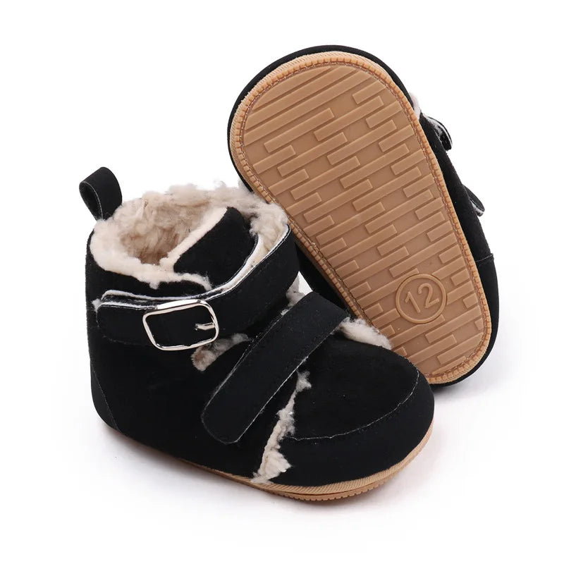 Winter Baby Shoes Boys Girls High-top Snow Boots Warm Plush Infant Toddler First Walkers 0-18 Months