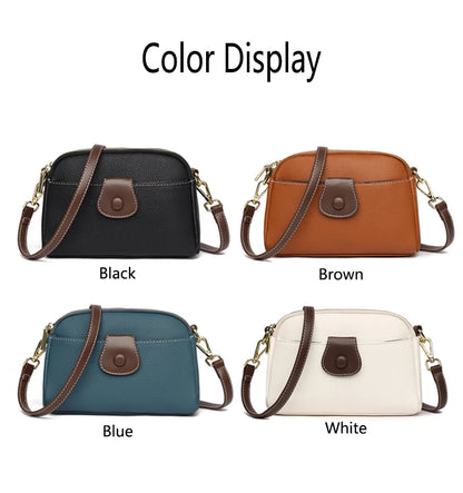 Luxury Designer Messenger Bag High Quality Genuine Leather Women's Solid Color Shoulder Bag Button decoration Cross Body Package