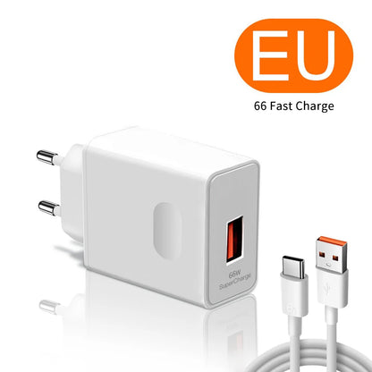 USB Charger Super Fast Charging QC3.0 6A USB TypeC Cable Mobile Phone Charge Adapter For iPhone Samsung Xiaomi Huawei EU/US Plug