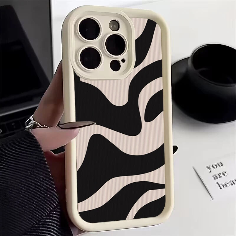 Fashion Zebra Stripe Lattice Pattern Silicone Case For Xiaomi Redmi Note 13 12 Pro Plus 5G 12S 11S 11 10S 10 Redmi 13C 12 Cover