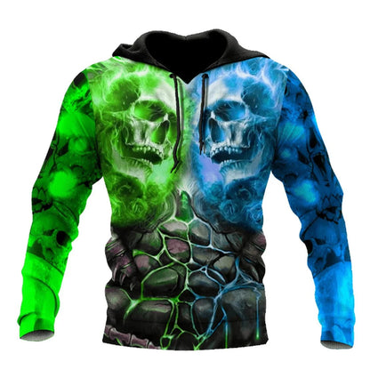 Men's Four Seasons Fashion 3D Printed Hoodie 3D Skull Print Men's Fashion Men's Horror Hoodie Top 2024