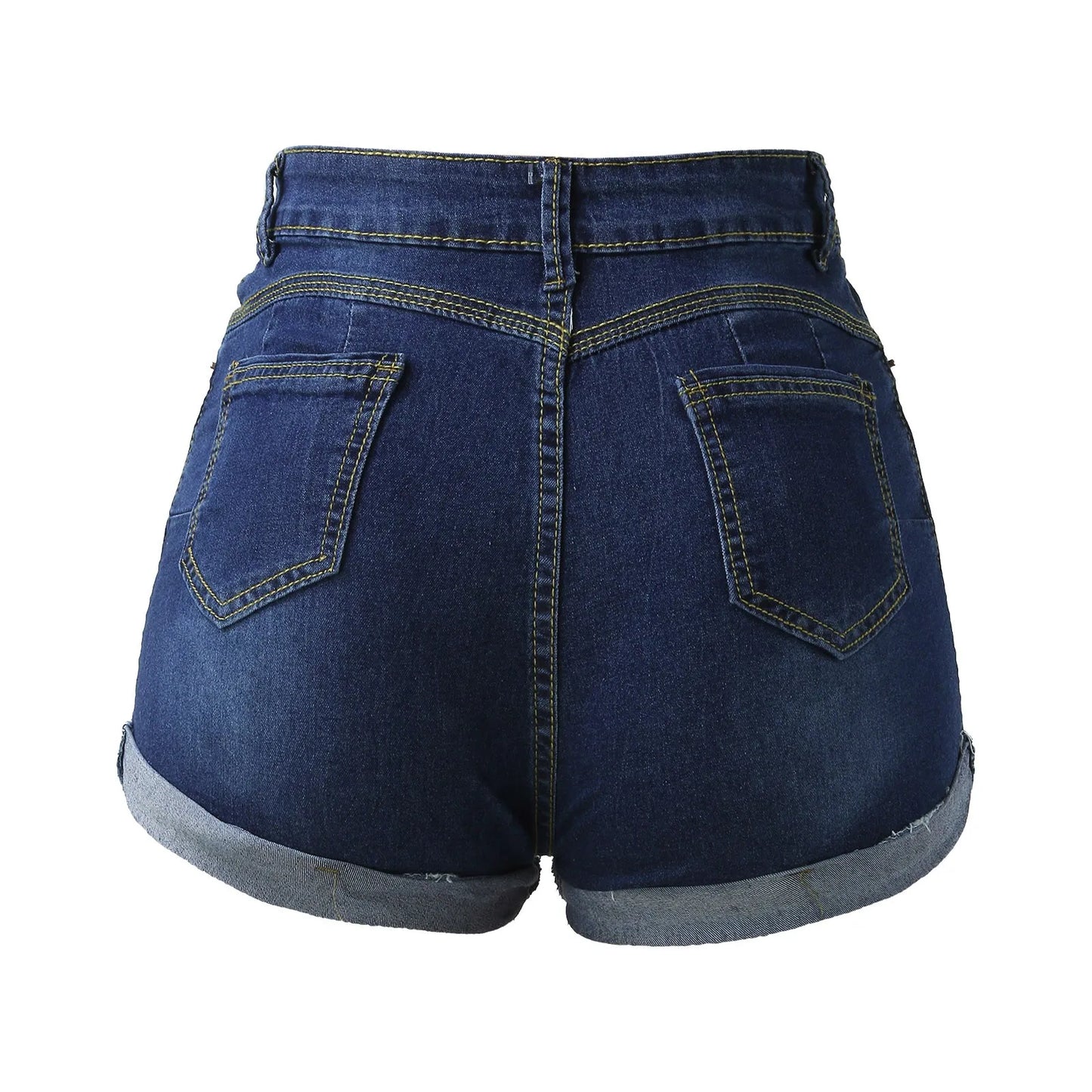 High Waisted Plus Size Ripped High Waisted Stretchy Denim Shorts