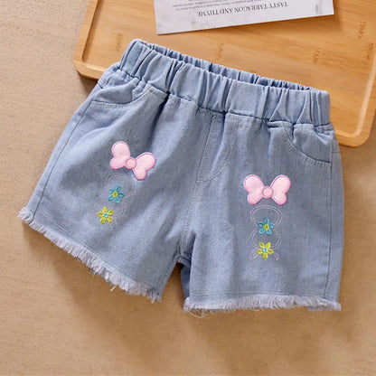 New Girls Denim Shorts Summer Kids Girl Hot Pants Clothing Baby Casual Jean Shorts 4 6 8 10 12 14 Year