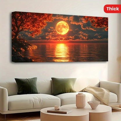 1.5 inch thick pine solid wood frame,a beautiful Red Sea golden sunset picture,mounted and hung in the living room, bedroom, art