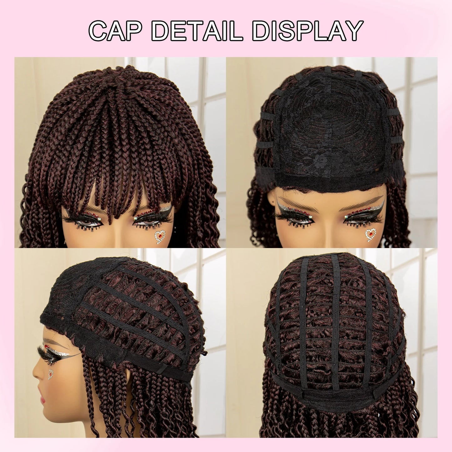 Full Machine Made Wigs Synthetic Braided Wig 14 Inches Bob Braiding Wigs Short Curly Knotless Box Braids Wigs for Black Women