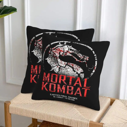 Mortal Kombat Logo 2 pcs Square Pillowcase Pillow Cover Cushion Decor Comfort Throw Pillow for Home Living Room