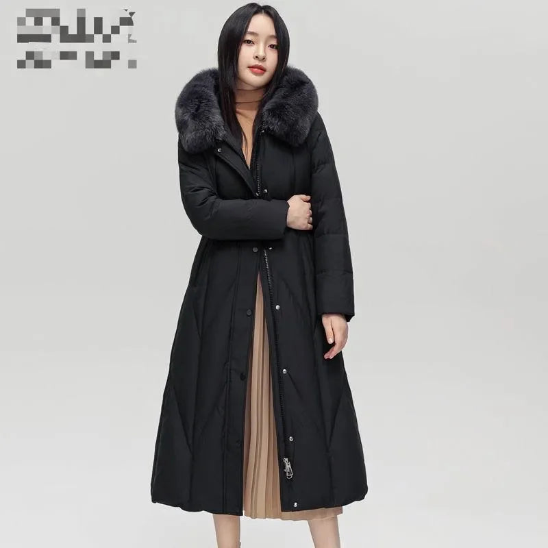 New Snow Wear Coat Women Parkas Fur Collar Down Cotton Jacket Warm Female Loose Long Winter Jackets Puffer Parka Outerwear