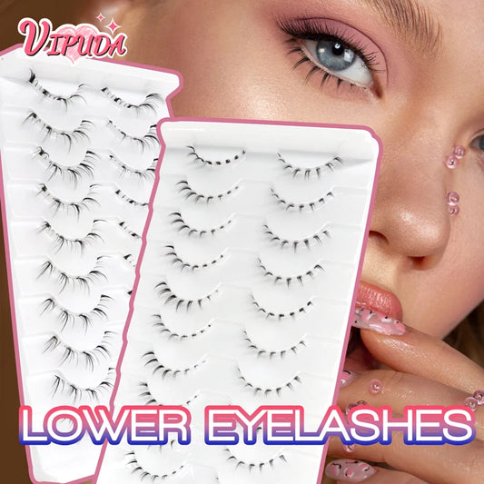 Lower Eyelashes Pack Under Eye Lashes Soft Lower Eyelashes 100% Handmade Clear Band Manga Bottom Lashes Makeup Tools