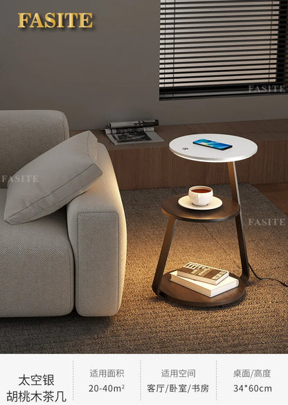 Creative Bedroom Floor Lamp Sofa Side Bedside Table Integrated Wireless Charging Living Room Shelf Coffee Table Lamp Design