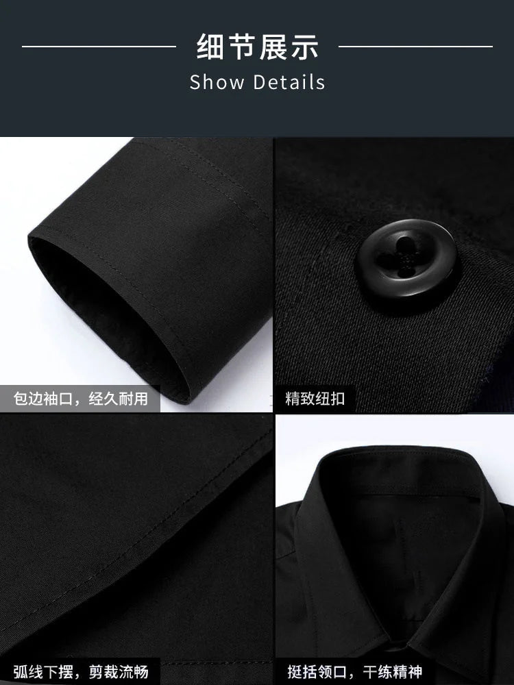 All Season Fashion Men's Business Dress Slim Fit Working Shirt Anti-Wrinkle Solid Long Sleeve Social Formal Shirts For Men