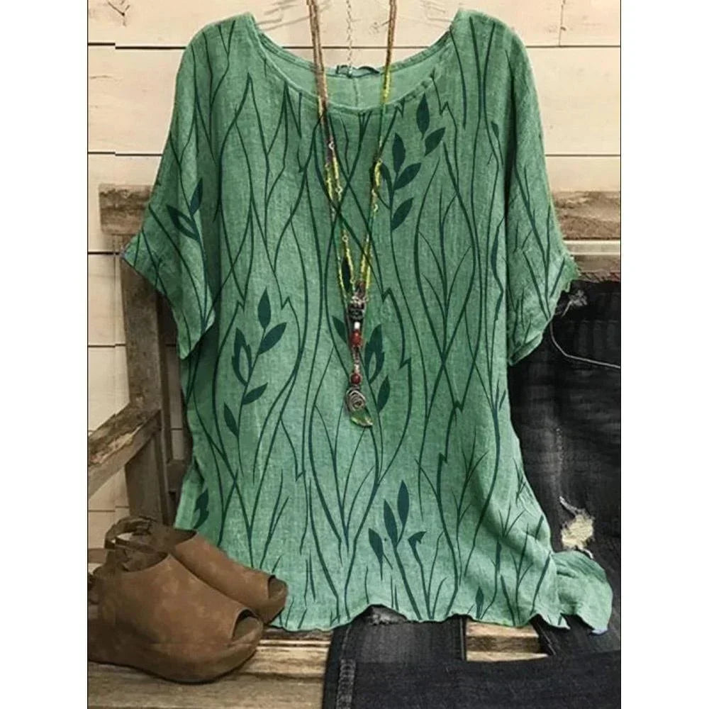 Plus Size Half Sleeves Vintage Blouse