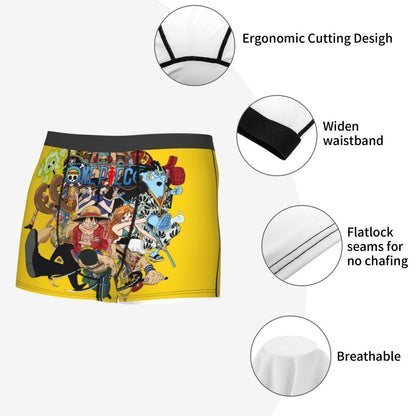 Best One Collage Collection Poster Man's Boxer Briefs Luffy Highly Breathable Underpants Top Quality Print Shorts Birthday Gifts