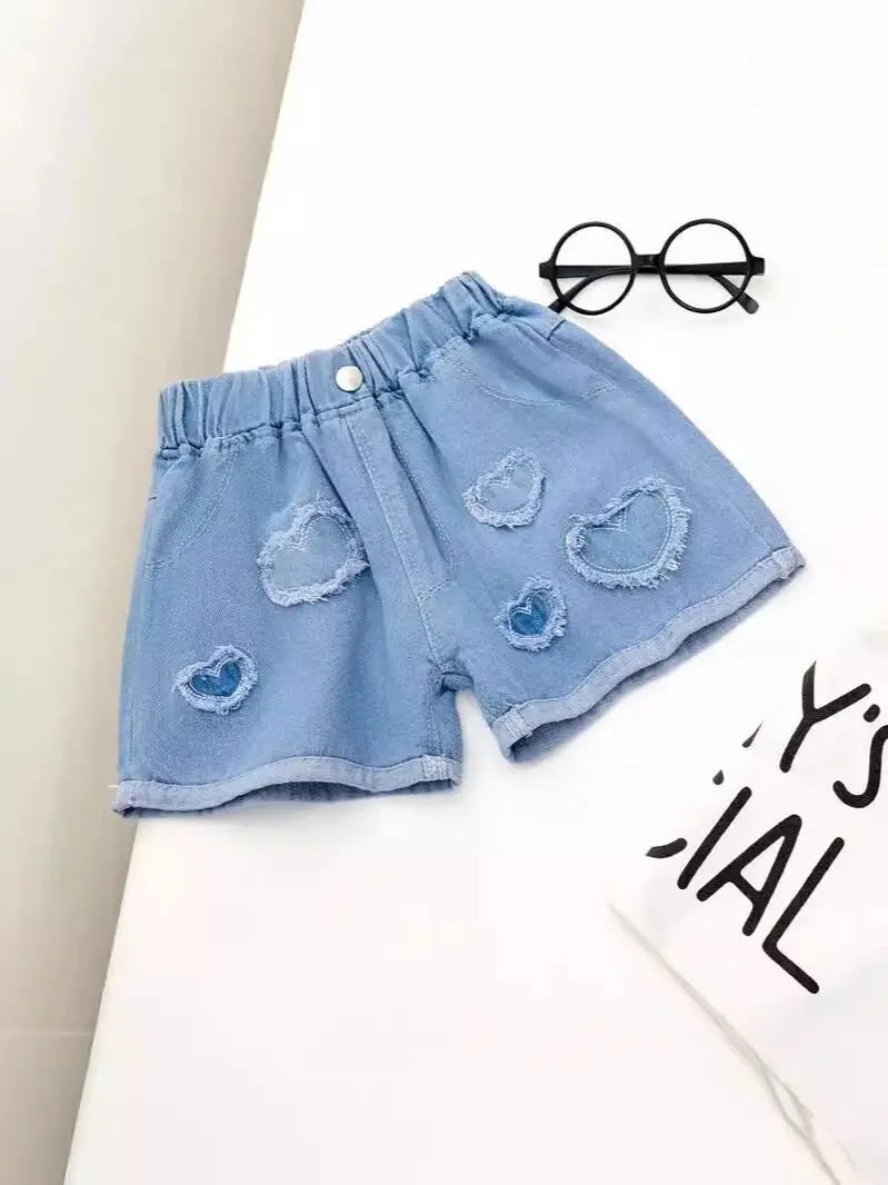 Kid 2025 Summer Denim s For Fashion Girl Princess Jeans Children Pants Shorts Flower Girls Clothing