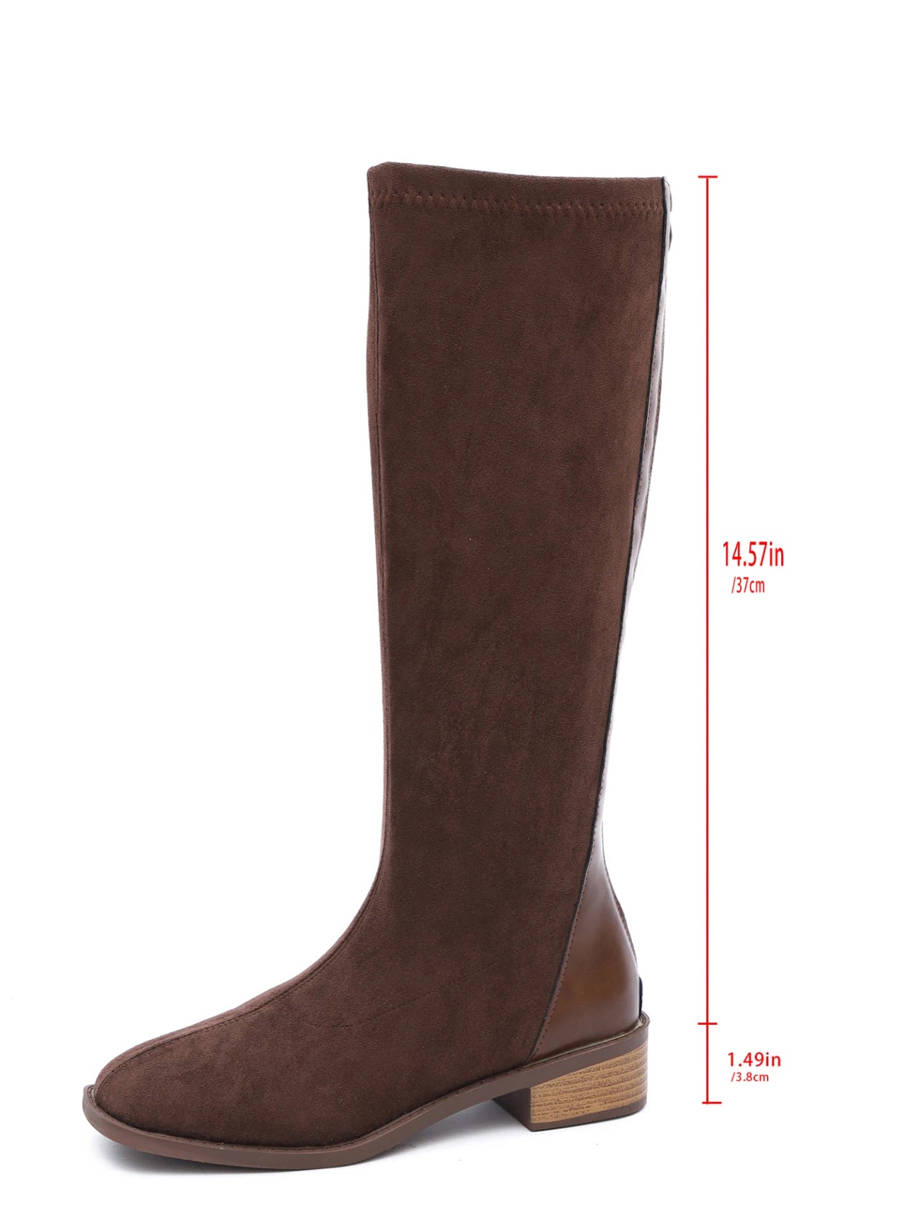 Women's Fashion Boots Spring and Autumn New Style Round Toe Back Zipper Knee-high Boots Women Stitching High Boots Simple Boots