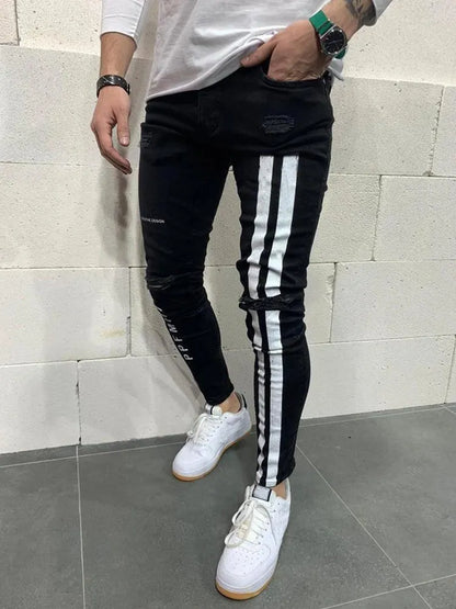 2025 New Mens Jeans Casual Skinny Pencil Pants Stretch Denim Trousers Male Slim Fit Fashion Destroyed Ripped Jeans Man Clothing